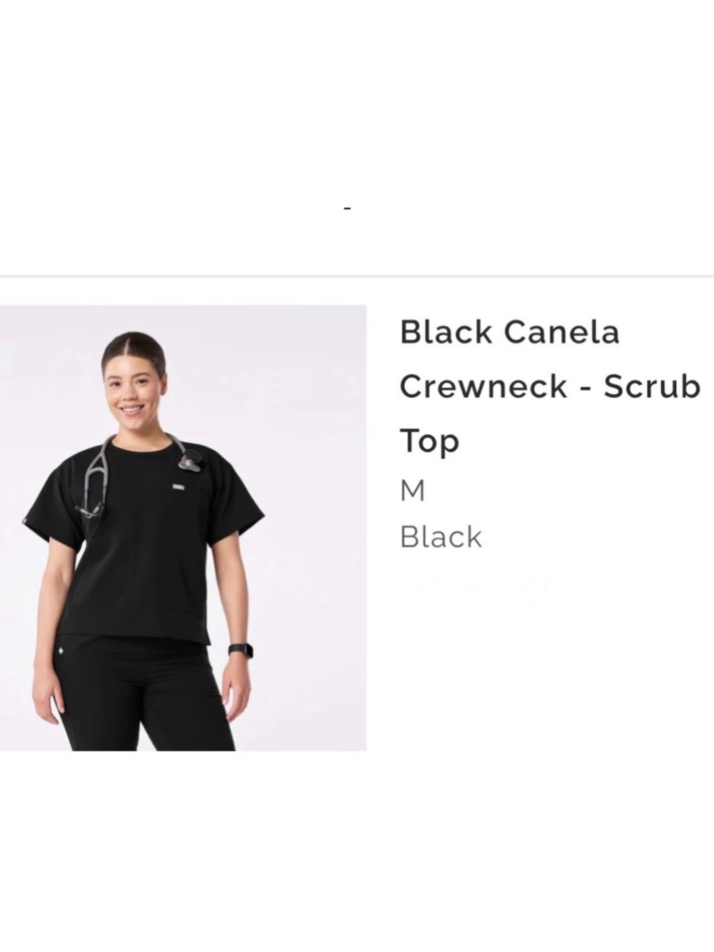 FIGS Black Canela Crewneck - Scrub Top - Picture 2 of 6